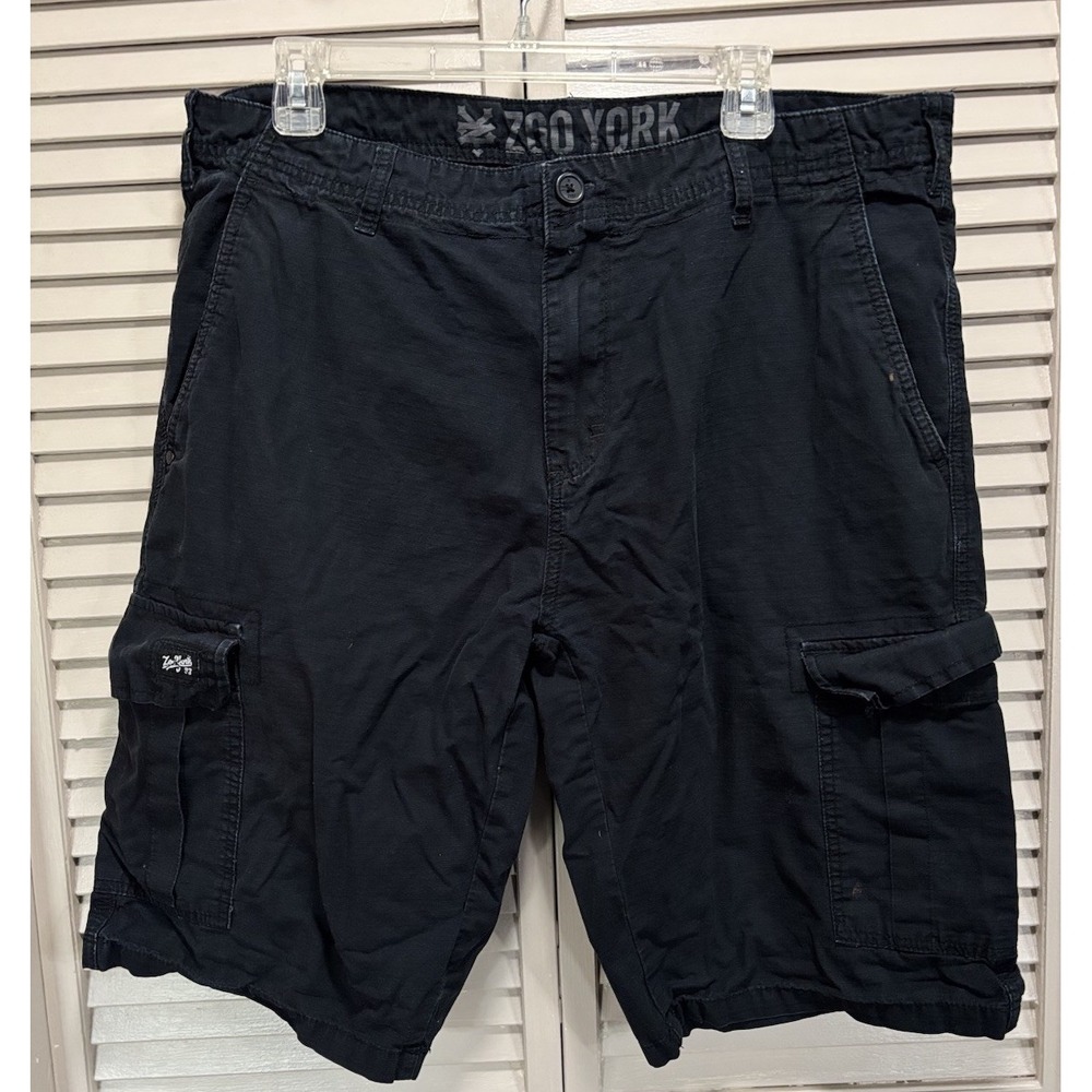 Zoo York Cargo Pockets Shorts Logo Size 38 Mid Rise‎ Black Summer